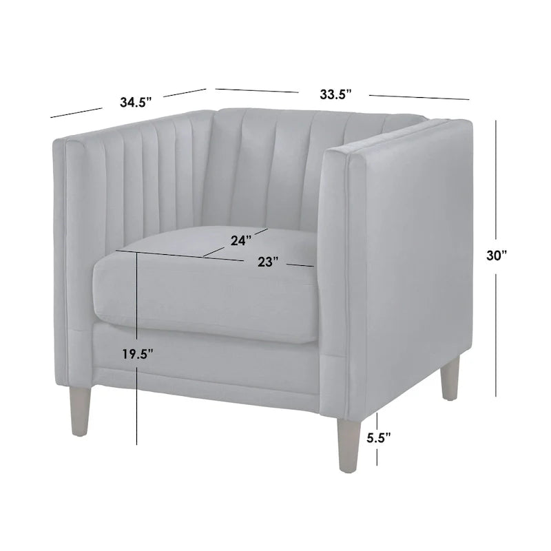 Lifestorey Paxton Tuxedo Chair with Channel Stitch Design 13