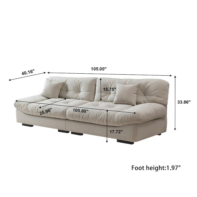 105 Minimalist Cloud Loveseat Sofa with Two Cushions 8
