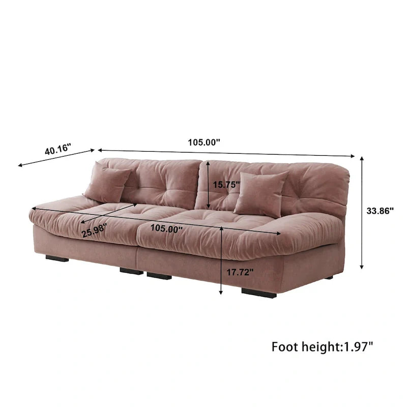 105 Minimalist Cloud Loveseat Sofa with Two Cushions 15