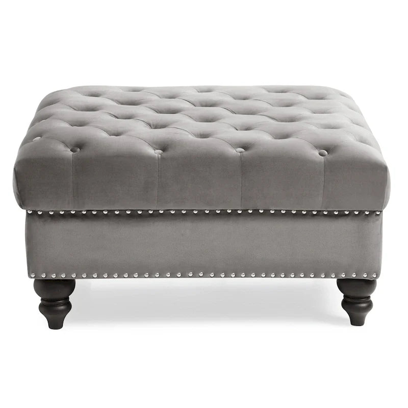 Luxurious Nola Velvet Tufted Extra-Large Ottoman 27