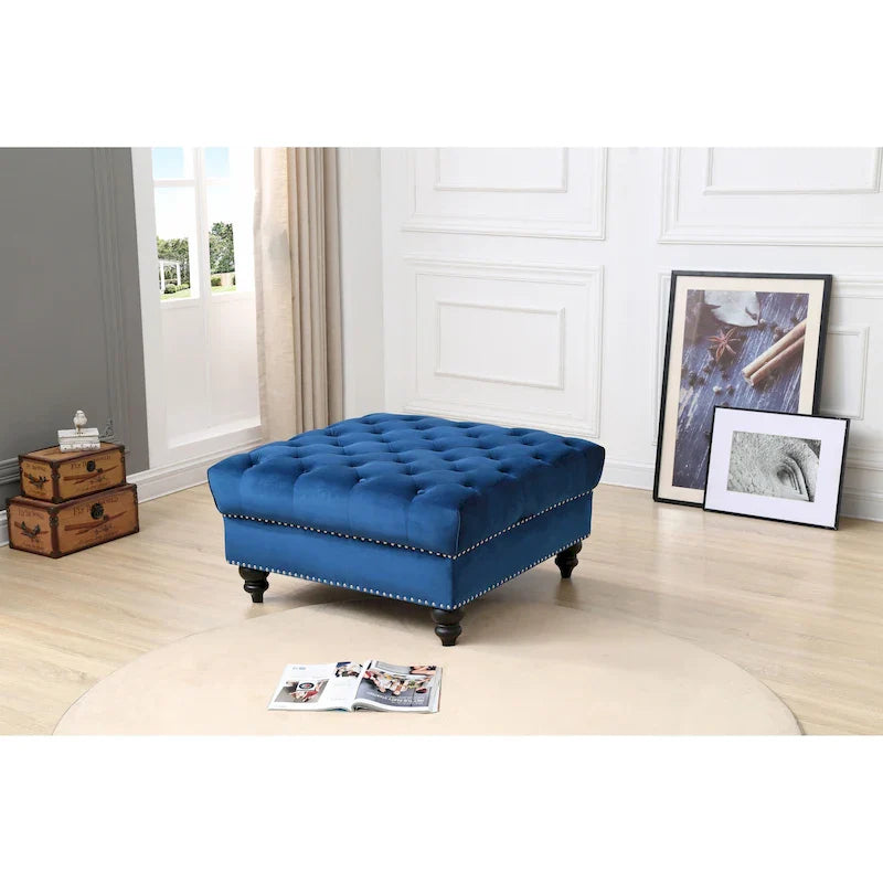 Luxurious Nola Velvet Tufted Extra-Large Ottoman 28