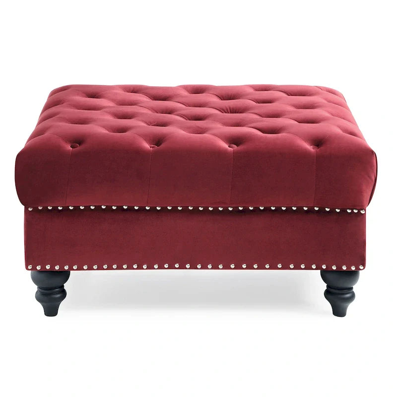 Luxurious Nola Velvet Tufted Extra-Large Ottoman 30