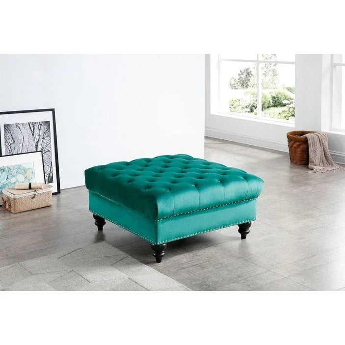 Luxurious Nola Velvet Tufted Extra-Large Ottoman 32
