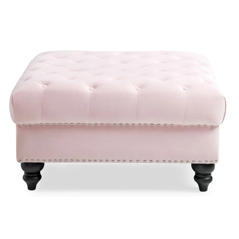 Luxurious Nola Velvet Tufted Extra-Large Ottoman 2