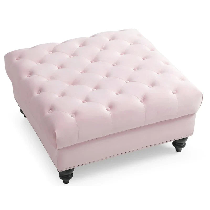 Luxurious Nola Velvet Tufted Extra-Large Ottoman 3