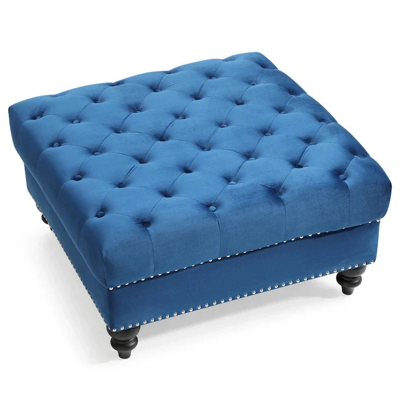Luxurious Nola Velvet Tufted Extra-Large Ottoman 6