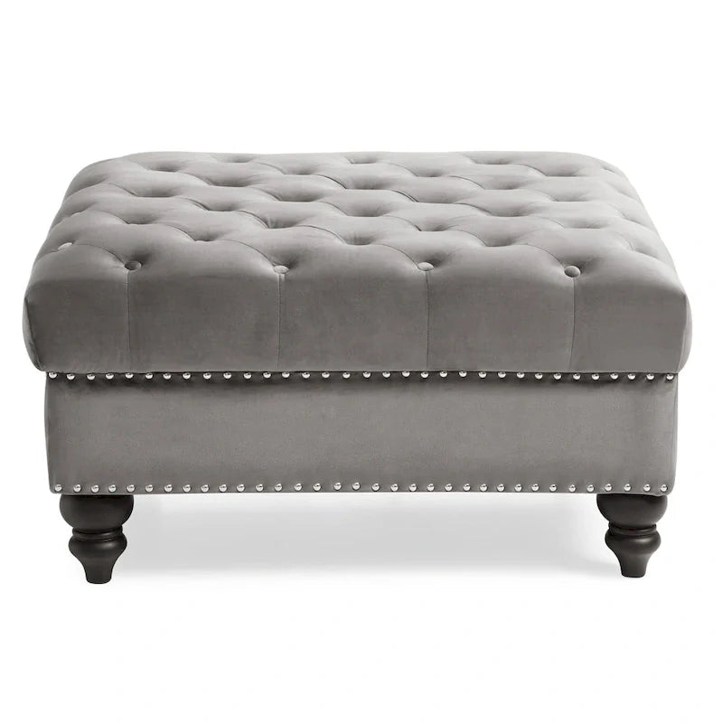 Luxurious Nola Velvet Tufted Extra-Large Ottoman 8