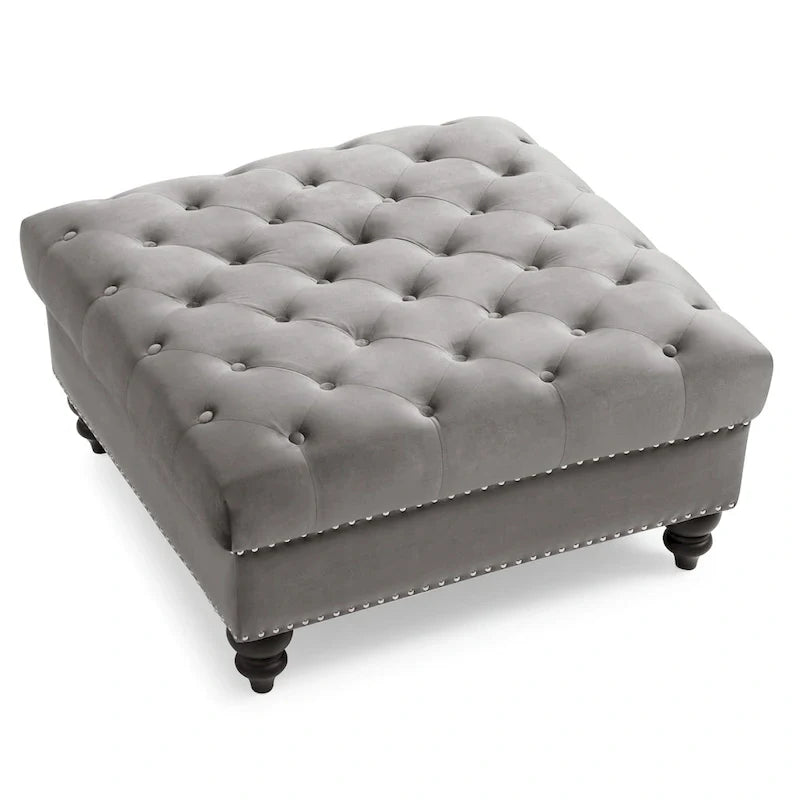 Luxurious Nola Velvet Tufted Extra-Large Ottoman 9
