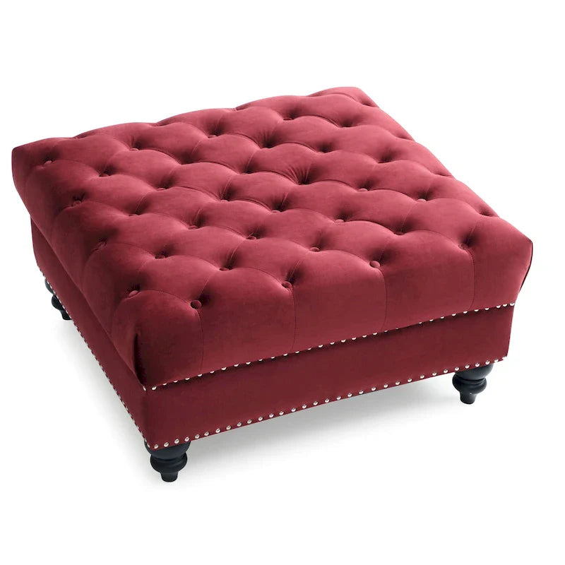 Luxurious Nola Velvet Tufted Extra-Large Ottoman 12