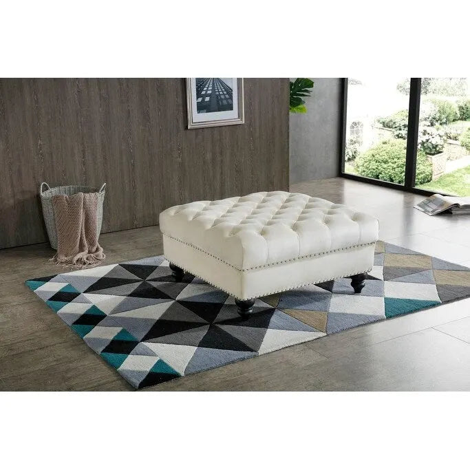 Luxurious Nola Velvet Tufted Extra-Large Ottoman 14