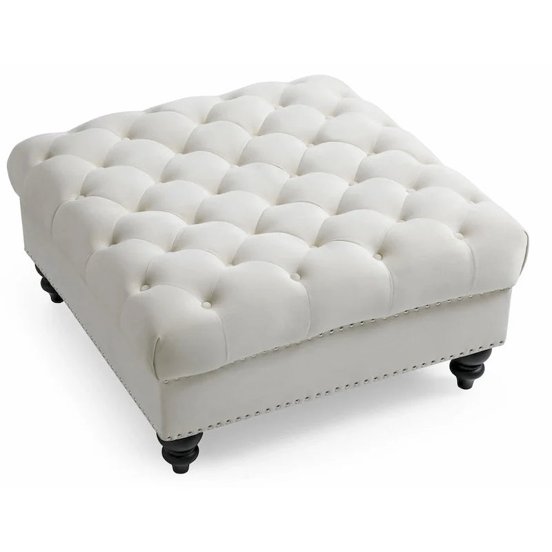 Luxurious Nola Velvet Tufted Extra-Large Ottoman 16