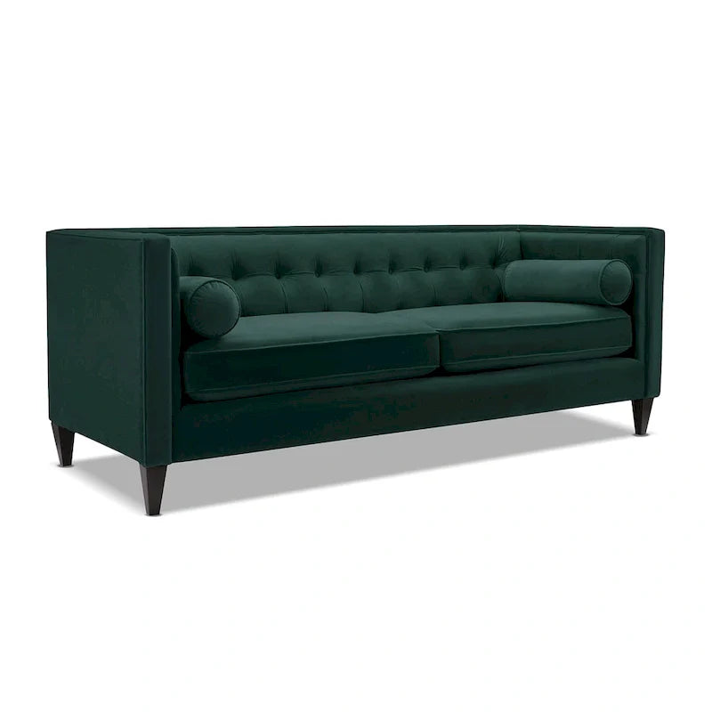 Jack 84 Mid-Century Modern Tuxedo Sofa with Decorative Bolster Pillows 3