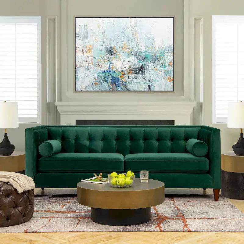 Jack 84 Mid-Century Modern Tuxedo Sofa with Decorative Bolster Pillows 5