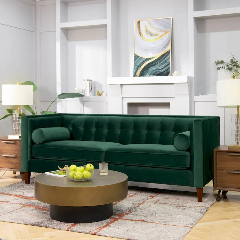Jack 84 Mid-Century Modern Tuxedo Sofa with Decorative Bolster Pillows 6