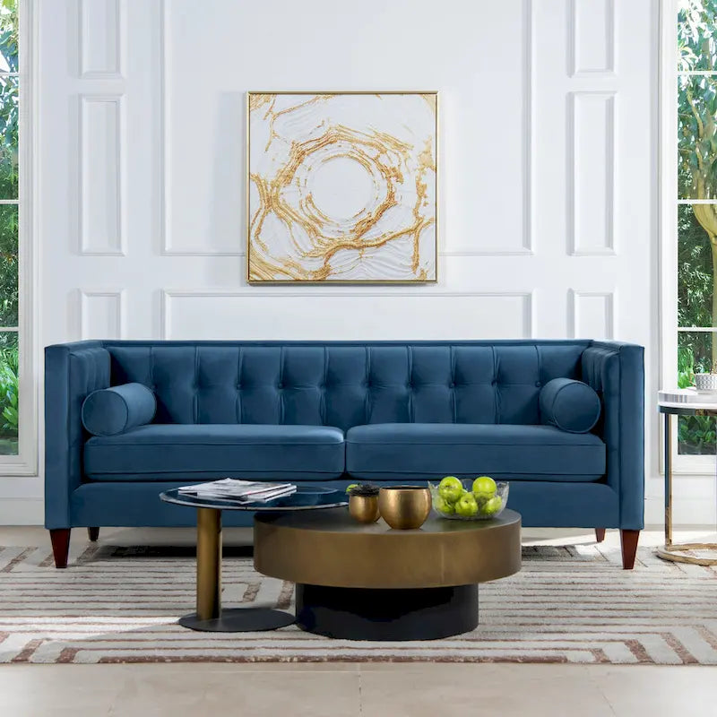 Jack 84 Mid-Century Modern Tuxedo Sofa with Decorative Bolster Pillows 11