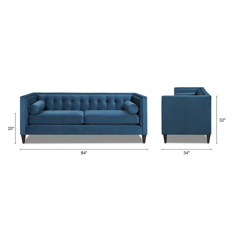 Jack 84 Mid-Century Modern Tuxedo Sofa with Decorative Bolster Pillows 14