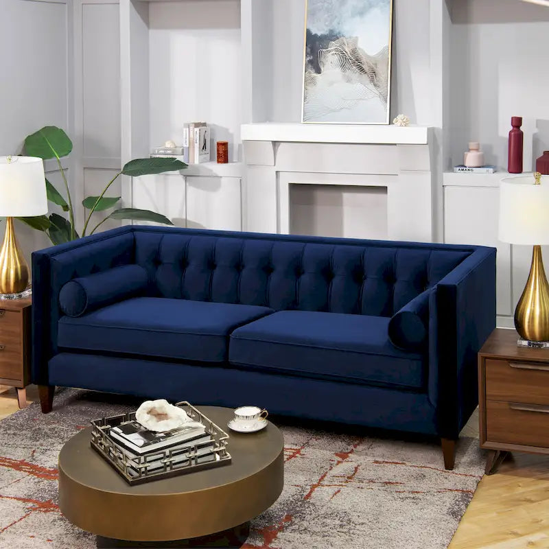 Jack 84 Mid-Century Modern Tuxedo Sofa with Decorative Bolster Pillows 17