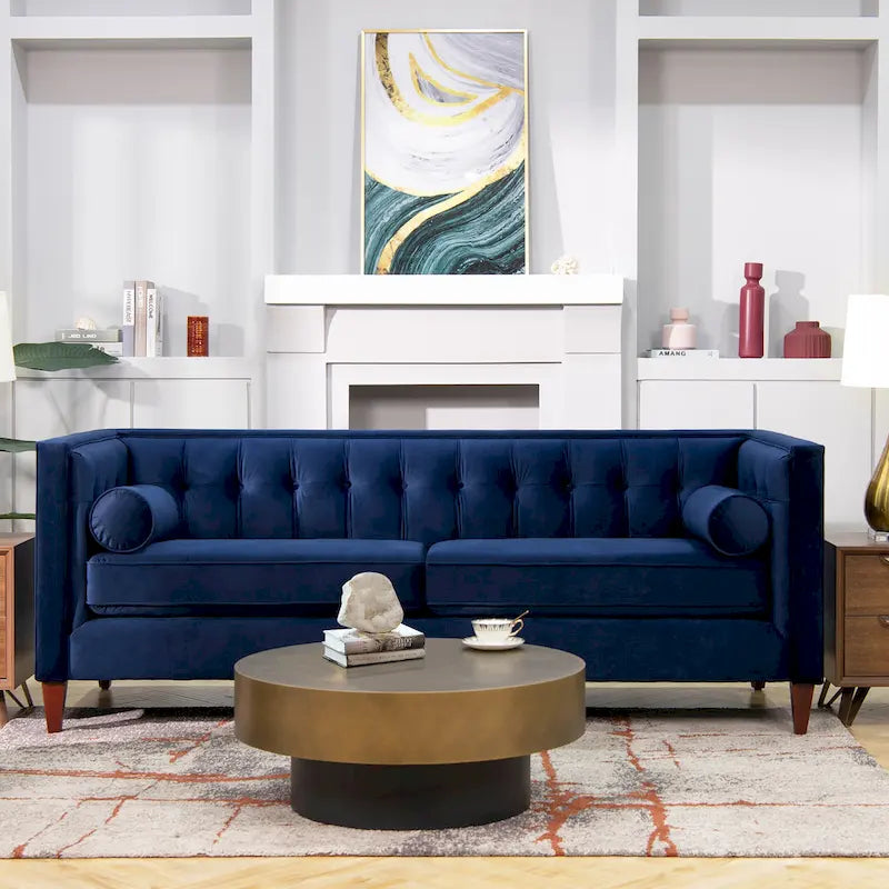 Jack 84 Mid-Century Modern Tuxedo Sofa with Decorative Bolster Pillows 18