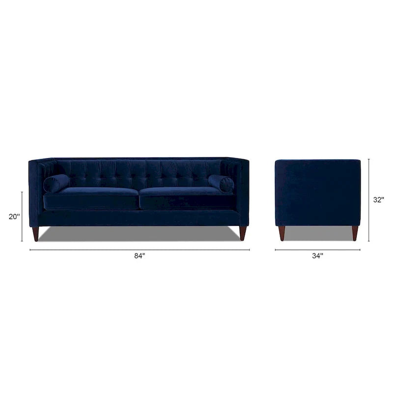 Jack 84 Mid-Century Modern Tuxedo Sofa with Decorative Bolster Pillows 20