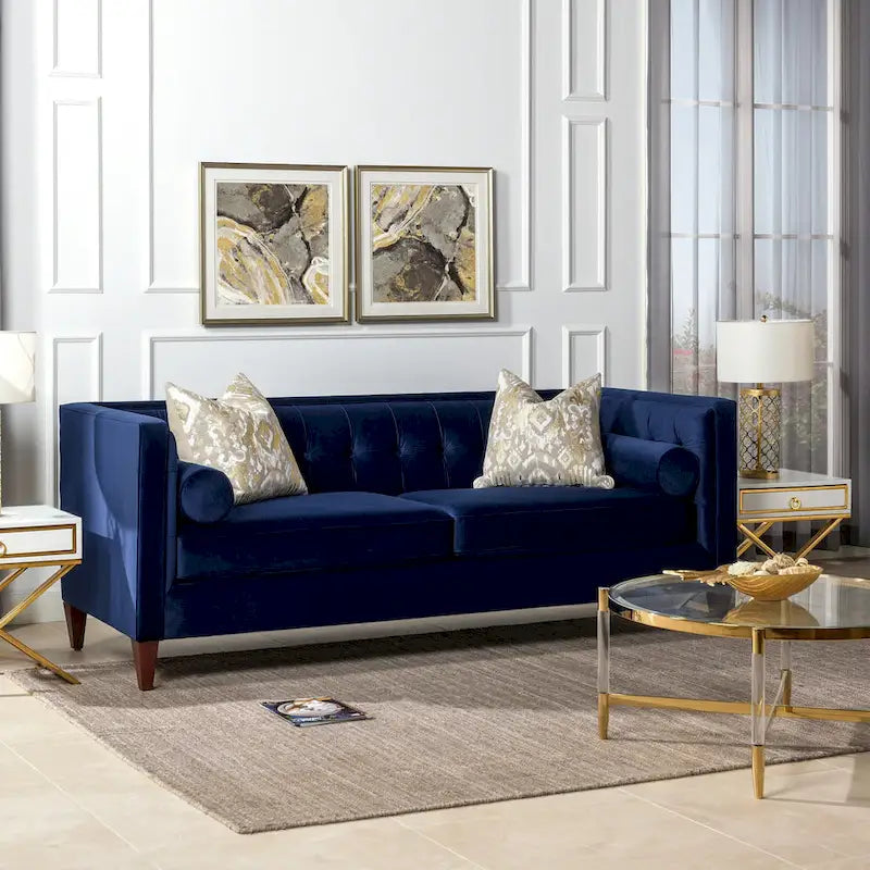 Jack 84 Mid-Century Modern Tuxedo Sofa with Decorative Bolster Pillows 21