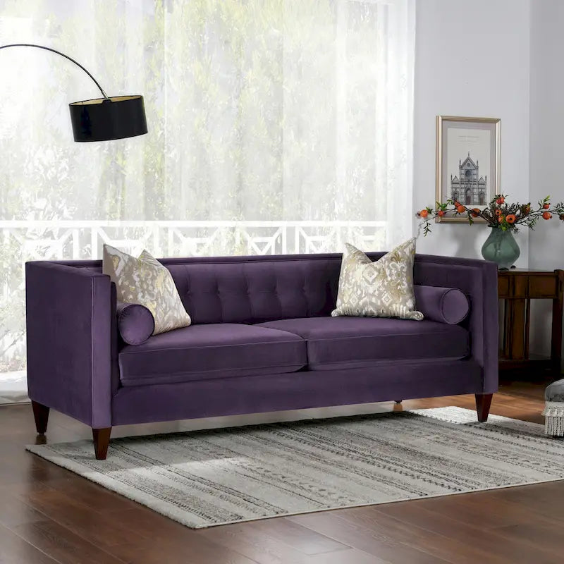 Jack 84 Mid-Century Modern Tuxedo Sofa with Decorative Bolster Pillows 25