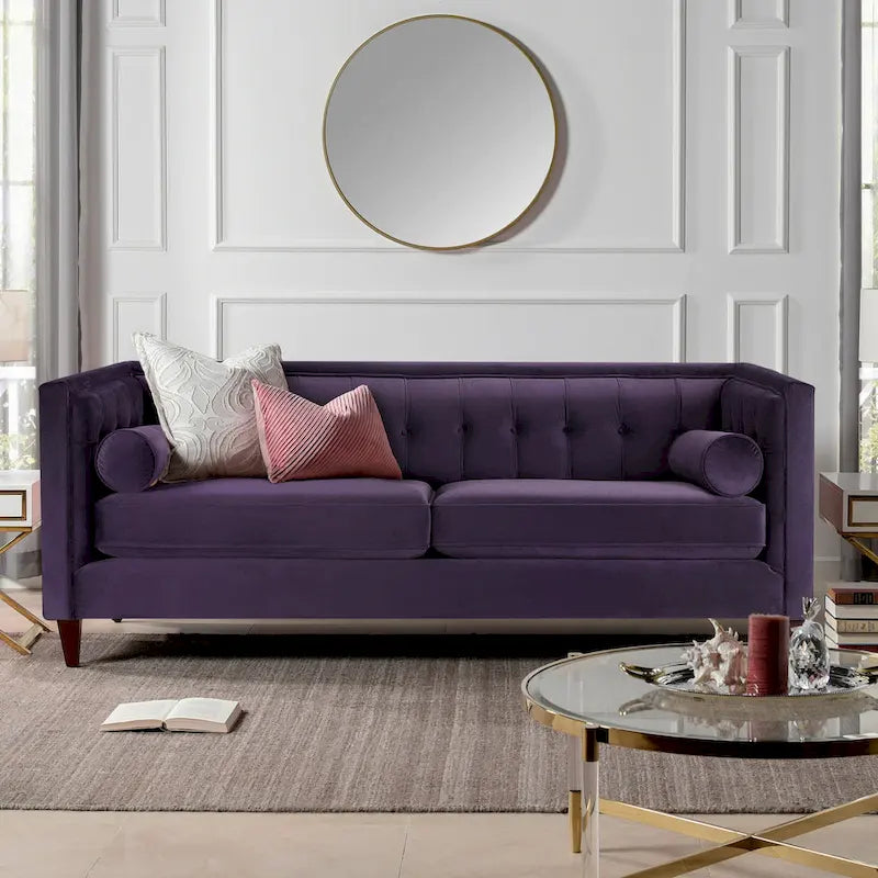 Jack 84 Mid-Century Modern Tuxedo Sofa with Decorative Bolster Pillows 26