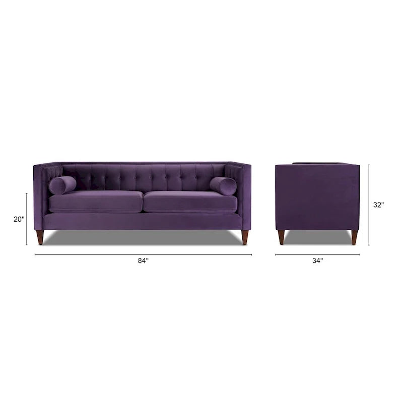 Jack 84 Mid-Century Modern Tuxedo Sofa with Decorative Bolster Pillows 28