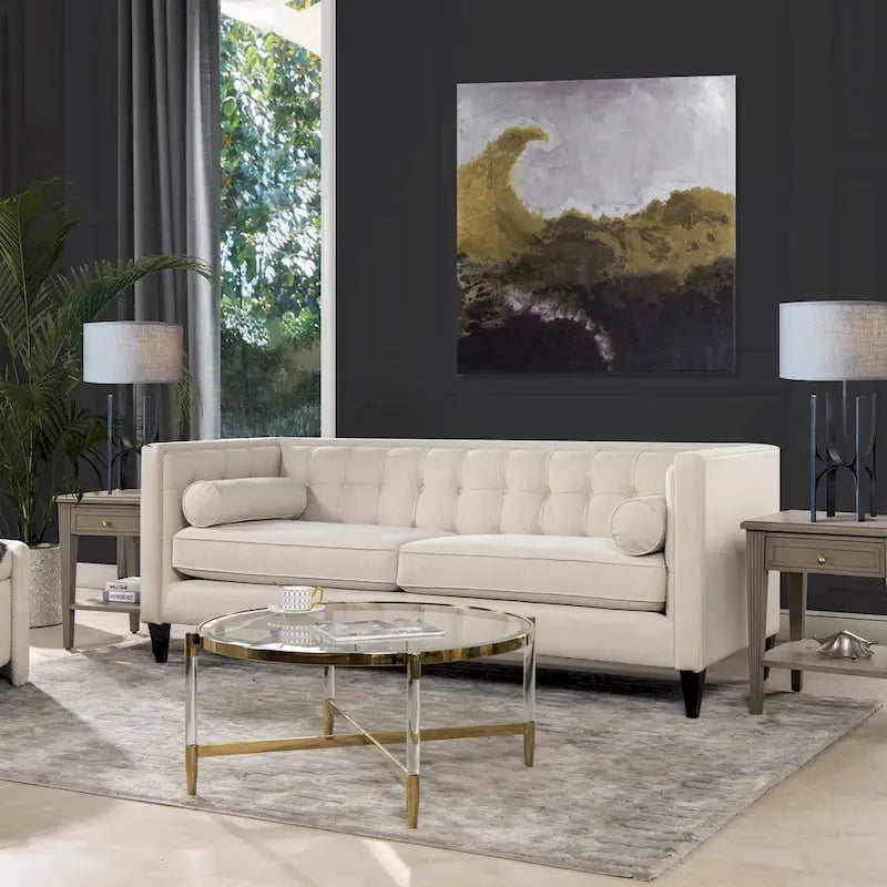 Jack 84 Mid-Century Modern Tuxedo Sofa with Decorative Bolster Pillows 37