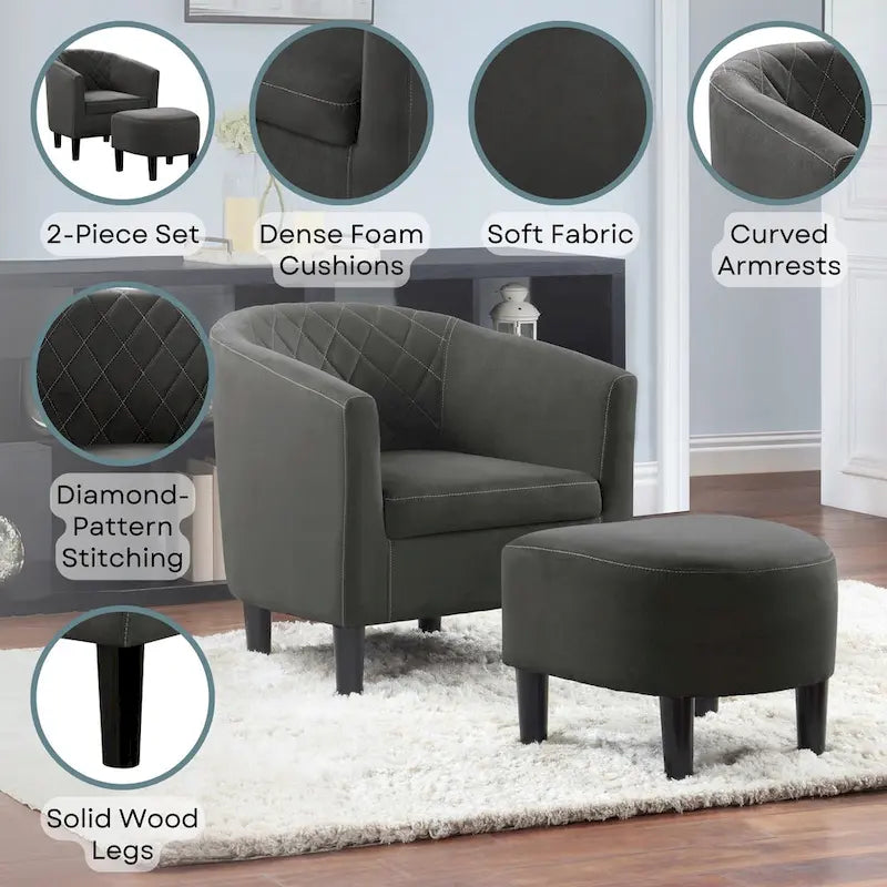 Convenience Concepts Roosevelt Accent Chair with Ottoman - Stylish Seating Solution 3
