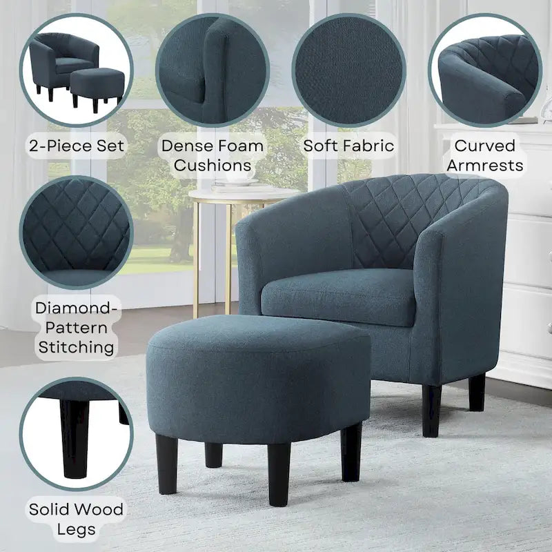 Convenience Concepts Roosevelt Accent Chair with Ottoman - Stylish Seating Solution 11