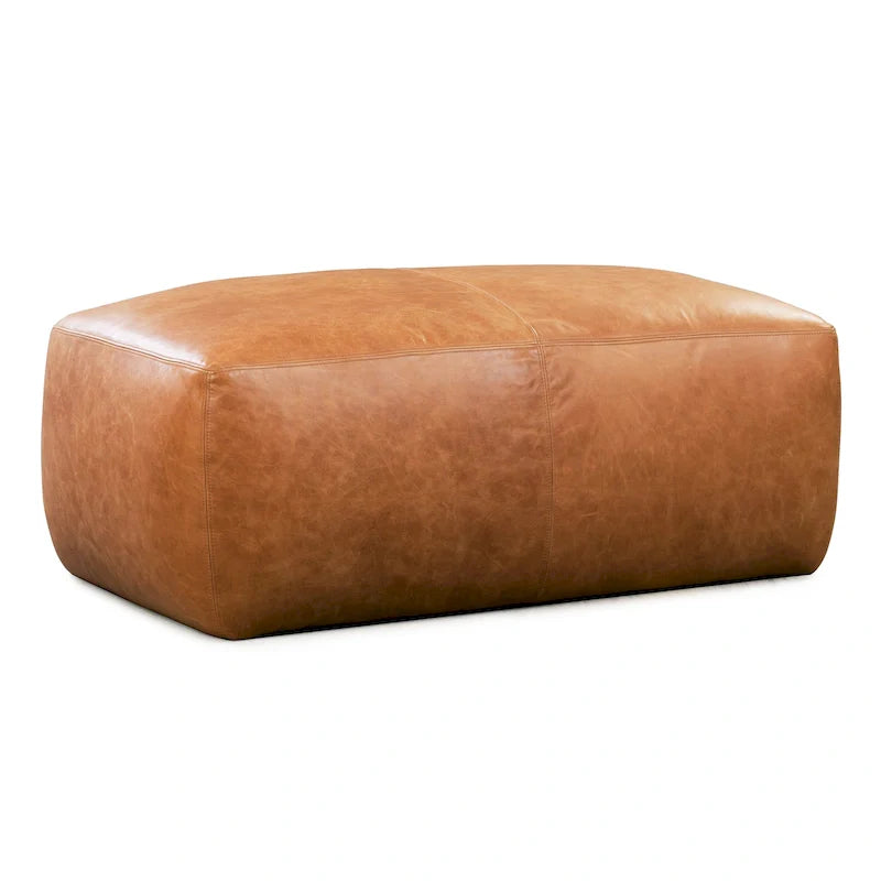 Poly & Bark Denver Leather Ottoman - Authentic Full Grain Italian Leather 35