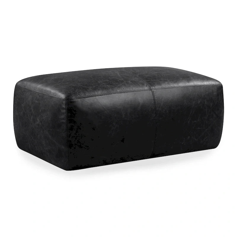 Poly & Bark Denver Leather Ottoman - Authentic Full Grain Italian Leather 38