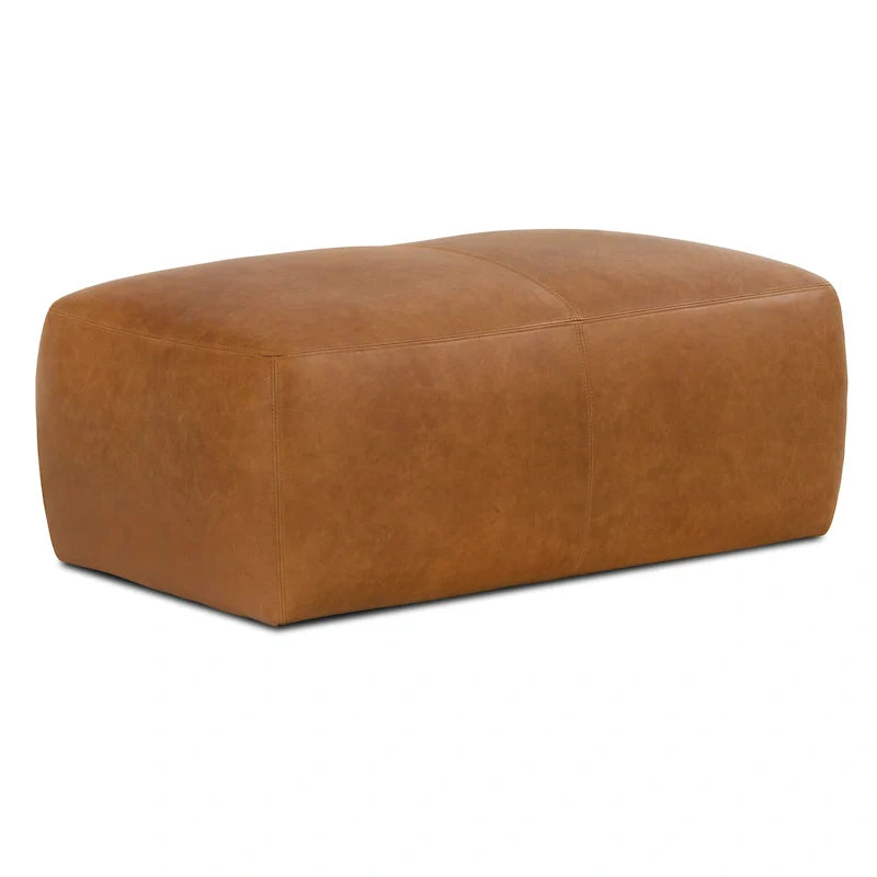 Poly & Bark Denver Leather Ottoman - Authentic Full Grain Italian Leather 40