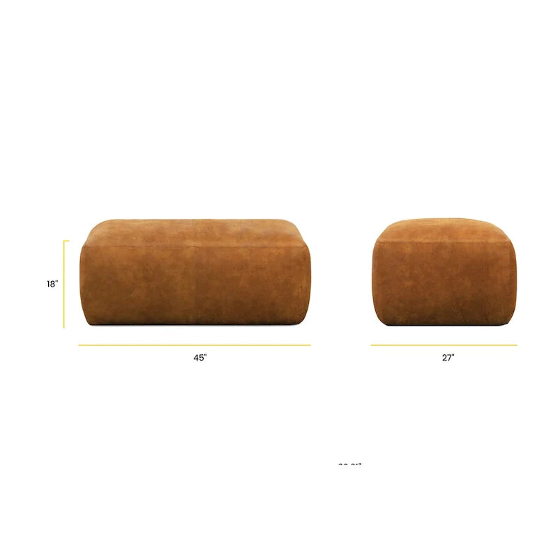 Poly & Bark Denver Leather Ottoman - Authentic Full Grain Italian Leather 11