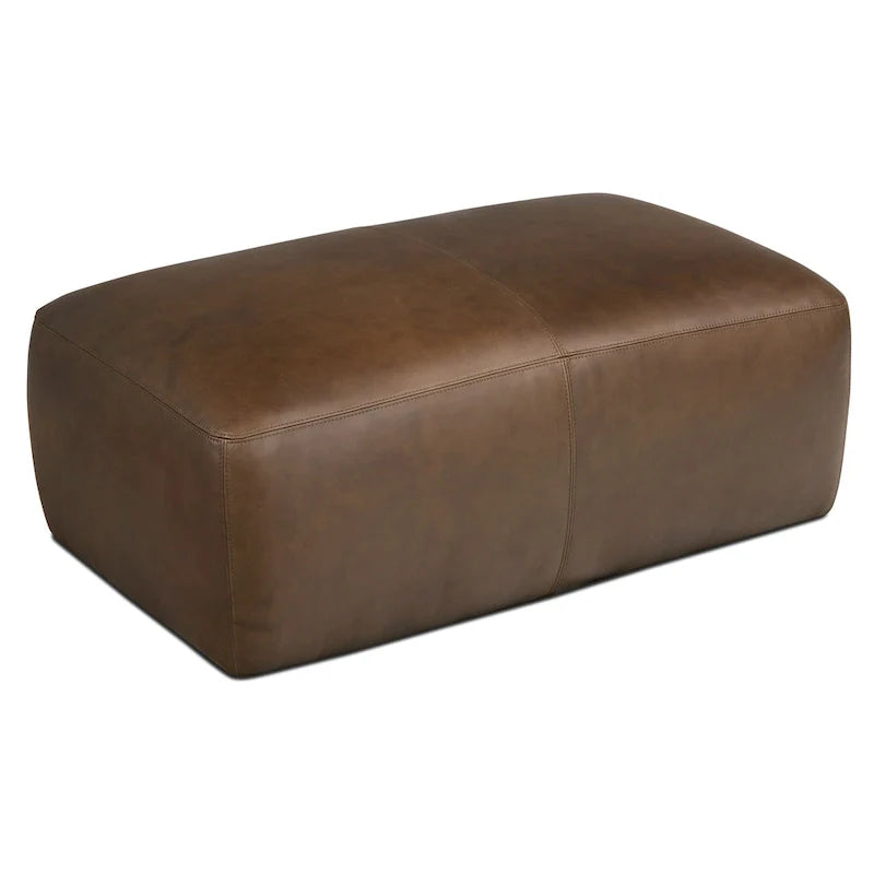 Poly & Bark Denver Leather Ottoman - Authentic Full Grain Italian Leather 14