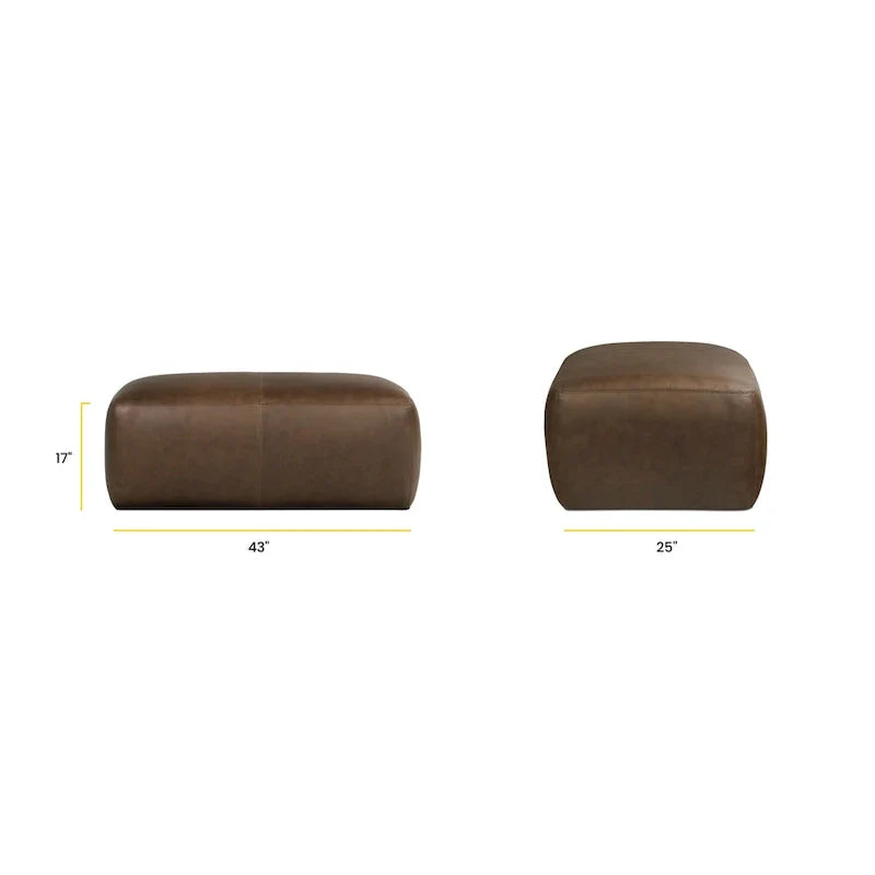 Poly & Bark Denver Leather Ottoman - Authentic Full Grain Italian Leather 23