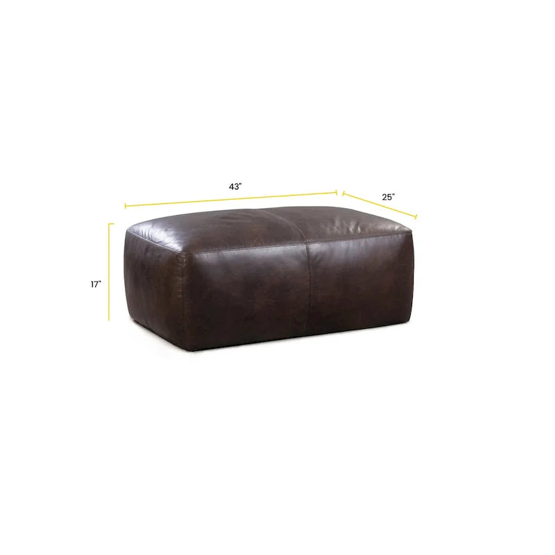 Poly & Bark Denver Leather Ottoman - Authentic Full Grain Italian Leather 32