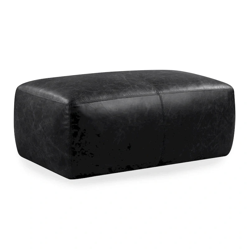 Poly & Bark Denver Leather Ottoman - Authentic Full Grain Italian Leather 33