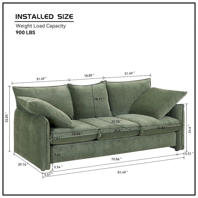 Mid-Century Modern 3-Seat Sofa – Perfect for Living Rooms, Apartments, Lounges, and Bedrooms 4