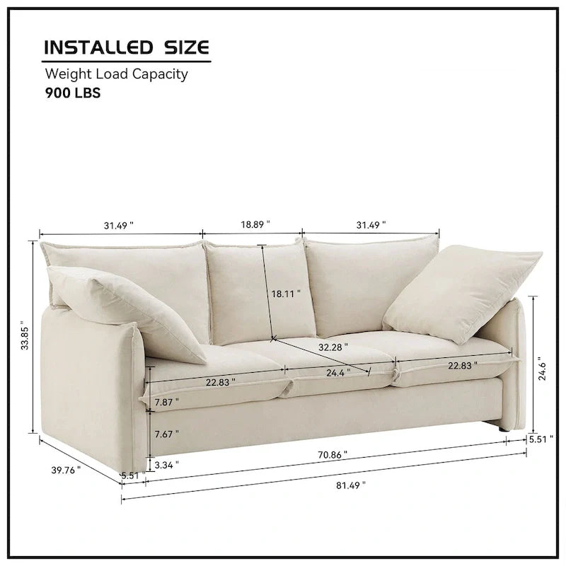 Mid-Century Modern 3-Seat Sofa – Perfect for Living Rooms, Apartments, Lounges, and Bedrooms 5