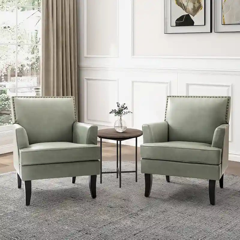 Nileus Set of 2 Modern Classic Polyester Accent Chairs with Solid Wood Legs by HULALA HOME 36