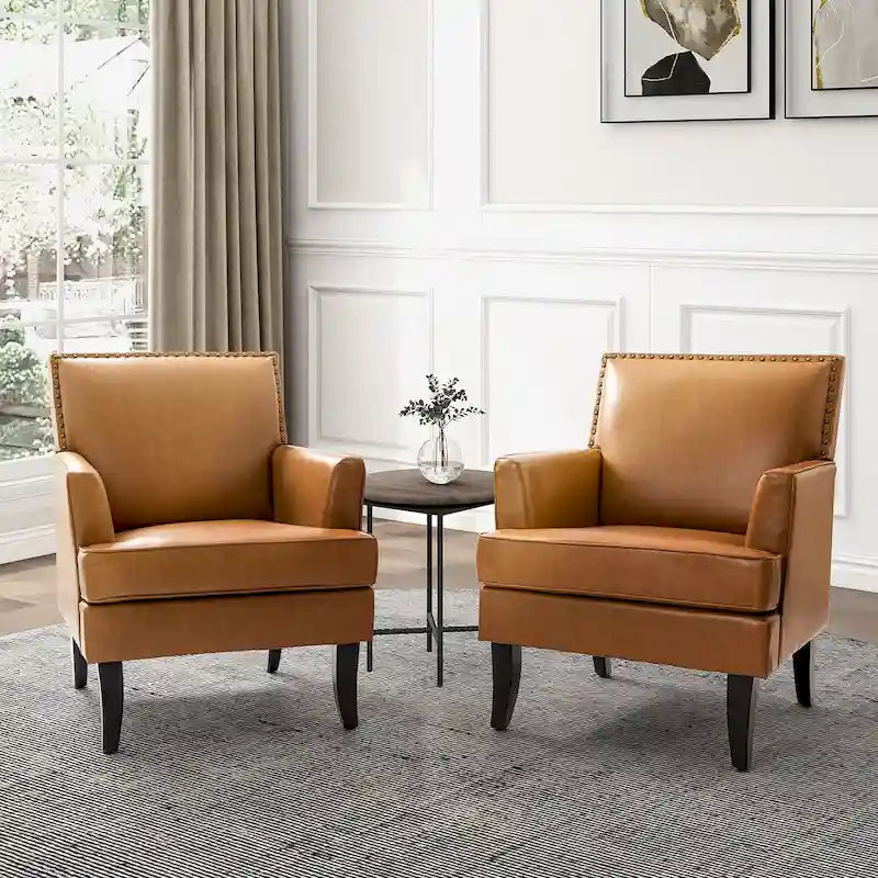 Nileus Set of 2 Modern Classic Polyester Accent Chairs with Solid Wood Legs by HULALA HOME 37