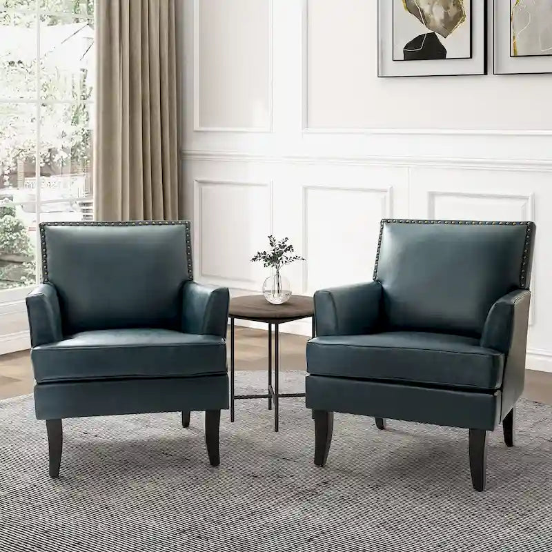 Nileus Set of 2 Modern Classic Polyester Accent Chairs with Solid Wood Legs by HULALA HOME 38