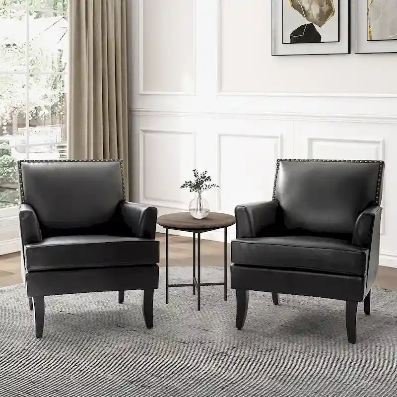 Nileus Set of 2 Modern Classic Polyester Accent Chairs with Solid Wood Legs by HULALA HOME 39