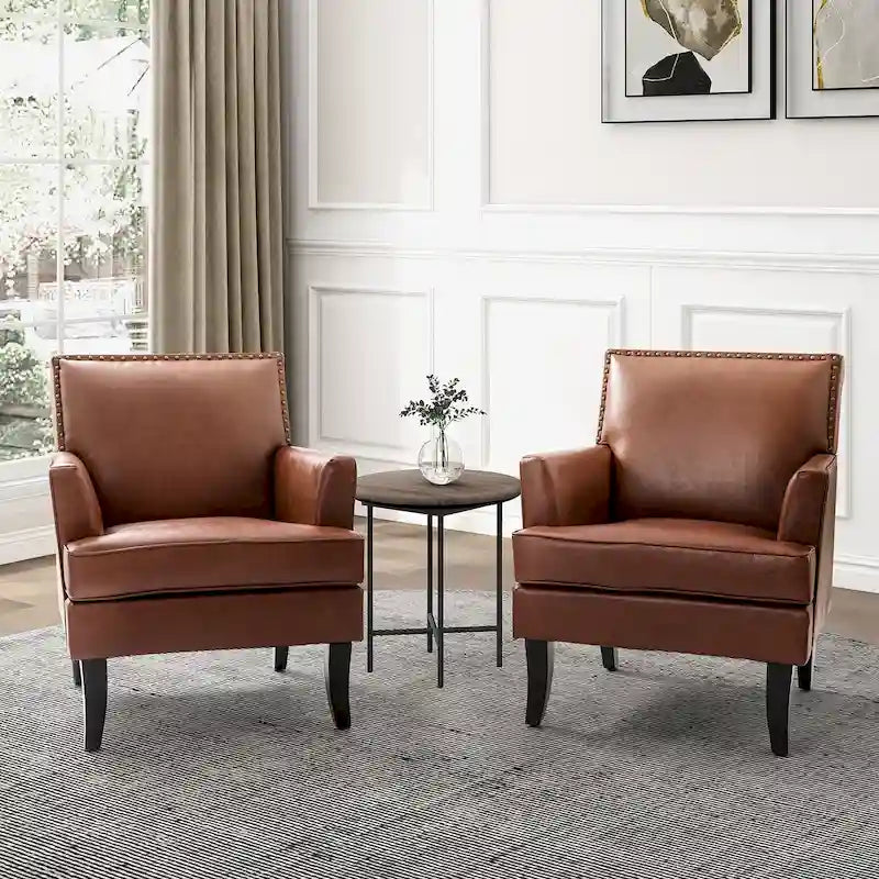 Nileus Set of 2 Modern Classic Polyester Accent Chairs with Solid Wood Legs by HULALA HOME 41