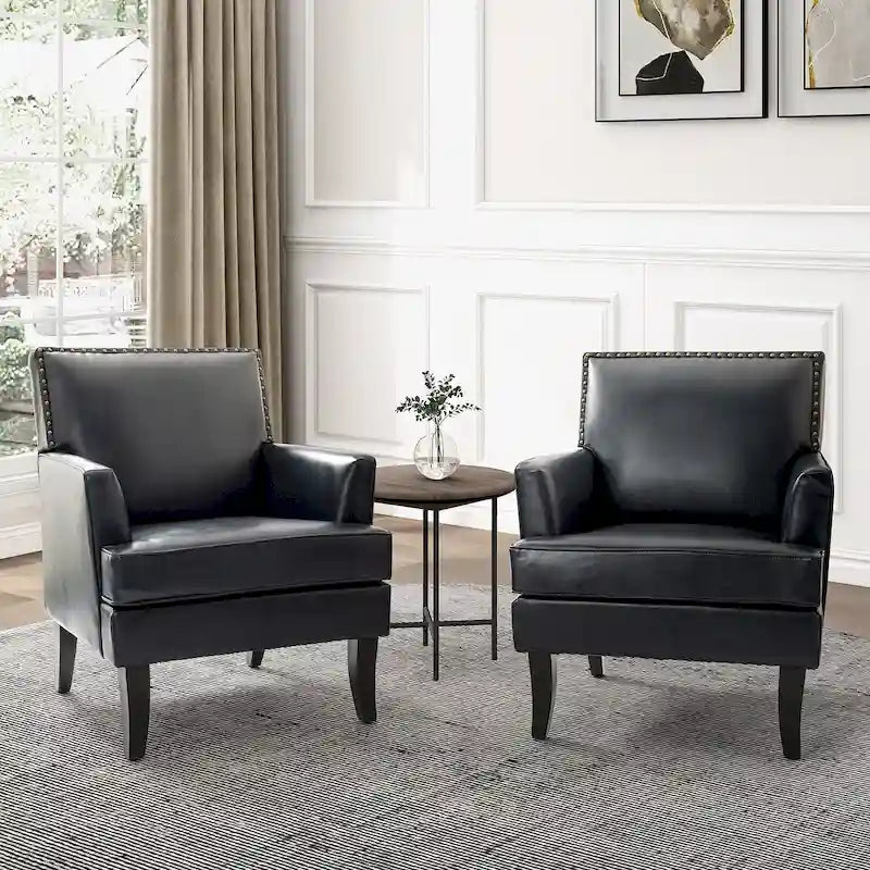Nileus Set of 2 Modern Classic Polyester Accent Chairs with Solid Wood Legs by HULALA HOME 42