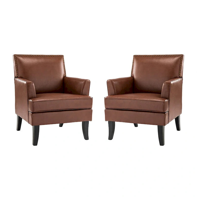 Nileus Set of 2 Modern Classic Polyester Accent Chairs with Solid Wood Legs by HULALA HOME