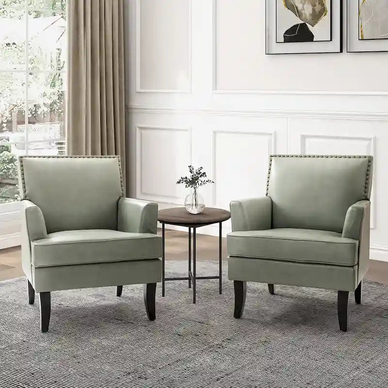 Nileus Set of 2 Modern Classic Polyester Accent Chairs with Solid Wood Legs by HULALA HOME 4