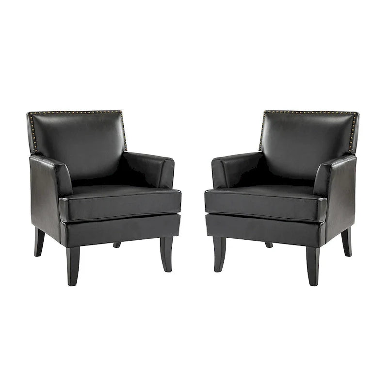 Nileus Set of 2 Modern Classic Polyester Accent Chairs with Solid Wood Legs by HULALA HOME 16