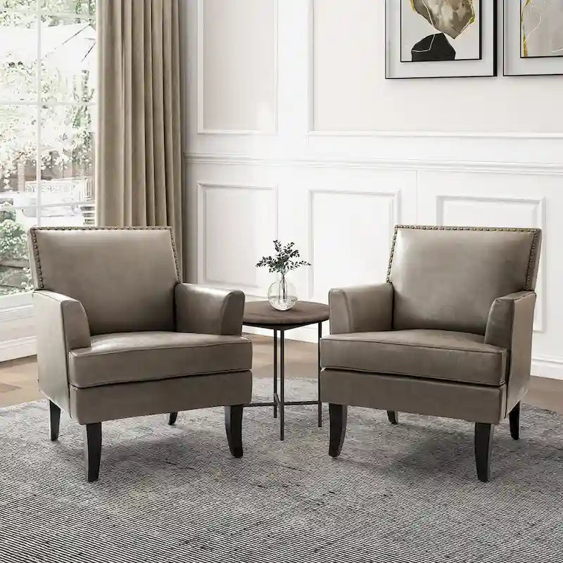 Nileus Set of 2 Modern Classic Polyester Accent Chairs with Solid Wood Legs by HULALA HOME 25